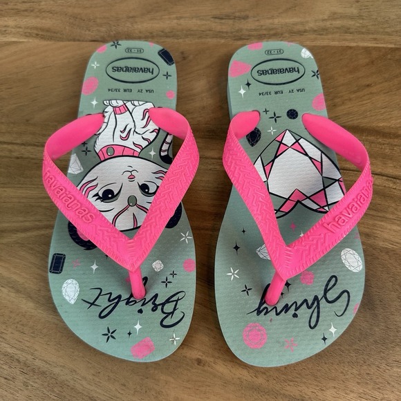 Big Kids Havaianas Pink Casual Beach Flip Flops Thong‎ Sandals Size 2 Y GUC - Picture 1 of 7